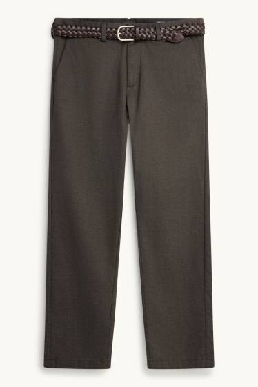 Herren - Chino mit Gürtel - Regular Fit - braun