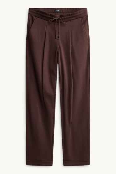 Femei - Pantaloni de stofă - talie medie - tapered fit - maro închis