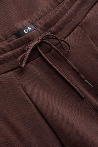 Femei - Pantaloni de stofă - talie medie - tapered fit - maro închis