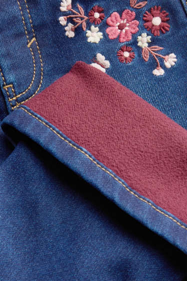 Enfants filles - Fleur - jegging jean - jean chaud - jean bleu