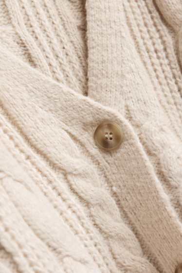 Donna - Cardigan - motivo treccia - bianco crema