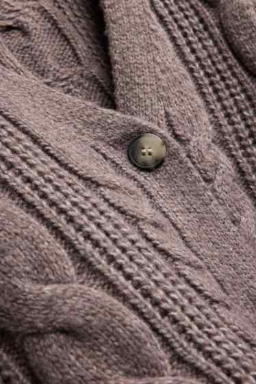 Donna - Cardigan - motivo treccia - tortora