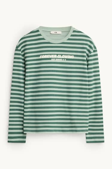 Children Girls - Long sleeve top - striped - green