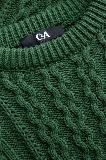Women - Jumper - cable knit pattern - dark green