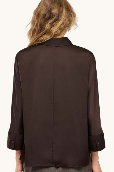 Femmes - Chemisier en satin - marron foncé