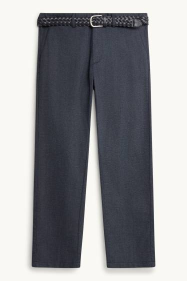 Hommes - Chino avec ceinture - regular fit - bleu foncé