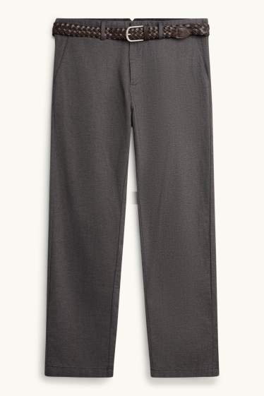 Herren - Chino mit Gürtel - Regular Fit - dunkelgrau
