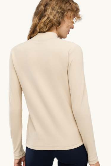 Femmes - Haut à manches longues chaud en polaire - regular fit - beige