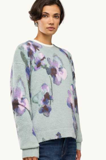Damen - Pullover - geblümt - mintgrün