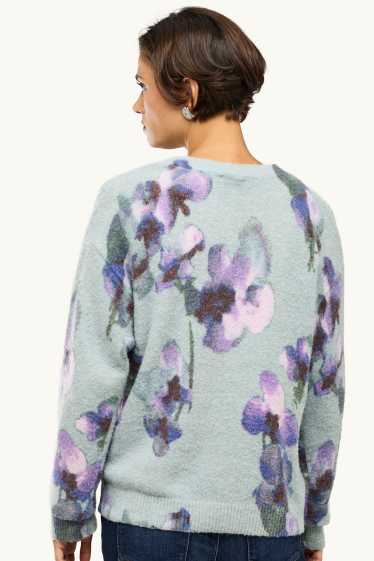 Damen - Pullover - geblümt - mintgrün