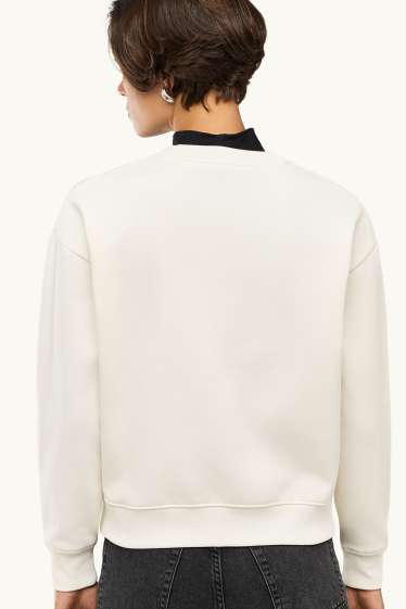 Femmes - Sweat de Noël - Minnie Mouse - effet brillant - blanc crème