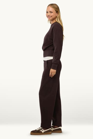 Femmes - Pantalon de jogging en maille - marron foncé