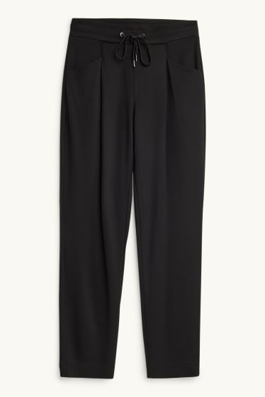 Damen - Stoffhose - Mid Waist - Tapered Fit - schwarz