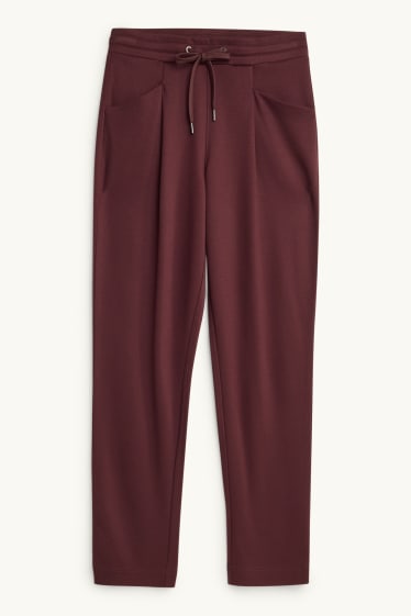 Damen - Stoffhose - Mid Waist - Tapered Fit - bordeaux