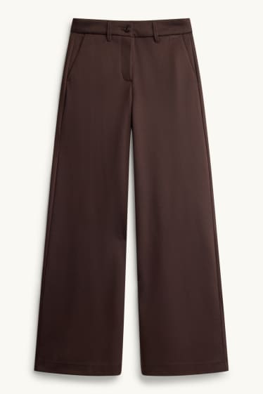 Femei - Pantaloni de stofă - talie înaltă - wide leg - structurați - maro