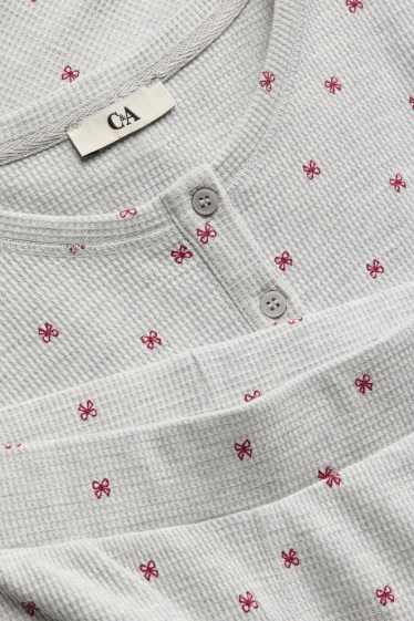 Dona - Pijama - estampat - texturada - gris / vermell fosc