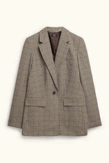 Femei - Blazer office - regular fit - în carouri - bej / maro
