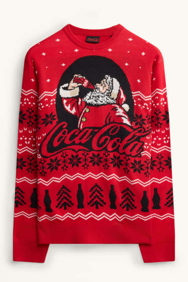 Hommes - Pull de Noël - Coca-Cola - rouge