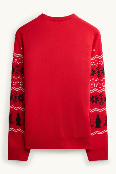 Hommes - Pull de Noël - Coca-Cola - rouge