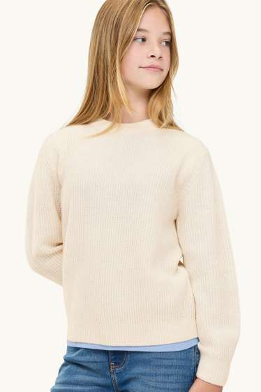 Kinder Mädchen - Pullover - cremeweiss