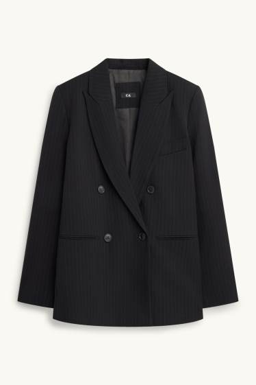 Damen - Longblazer - Regular Fit - Nadelstreifen - schwarz