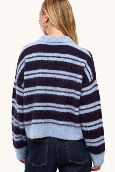 Femmes - Pull - à rayures - bleu / noir