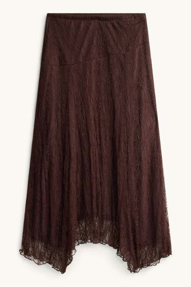 Women - Lace skirt - dark brown
