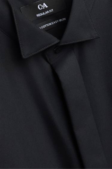 Bărbați - Cămașă smoking - regular fit - guler papion - ușor de călcat - negru