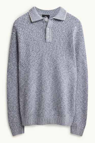 Herren - Pullover - strukturiert - blau / grau