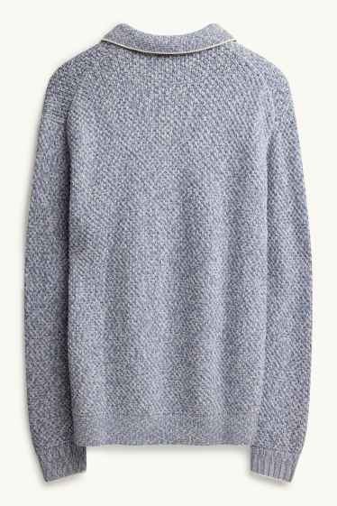 Herren - Pullover - strukturiert - blau / grau
