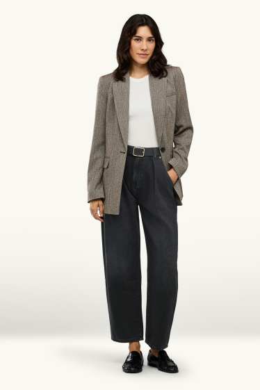 Femmes - Barrel jean à ceinture - high waist - noir