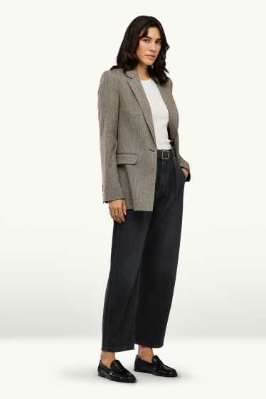 Femmes - Barrel jean à ceinture - high waist - noir