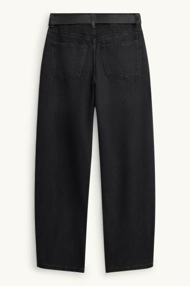 Femmes - Barrel jean à ceinture - high waist - noir