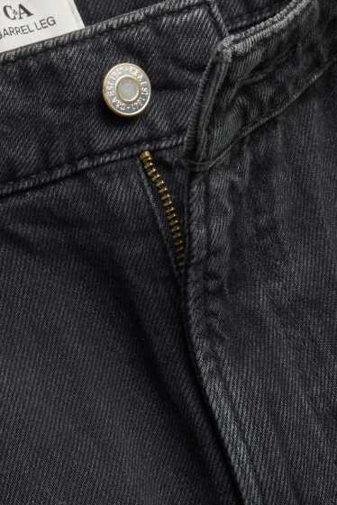 Femmes - Barrel jean à ceinture - high waist - noir