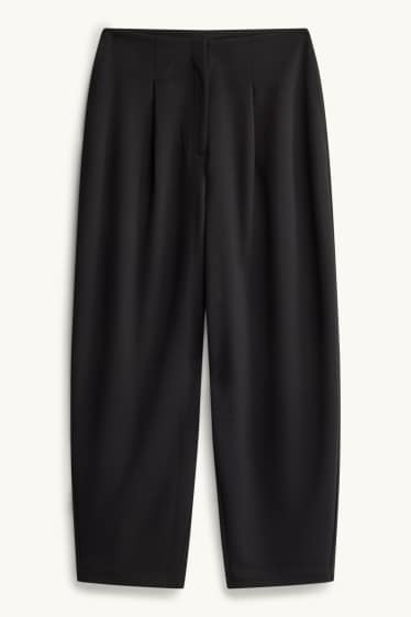 Women - Jersey trousers - mid-rise waist - barrel leg - black