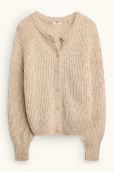 Dames - Vest - geribd - beige