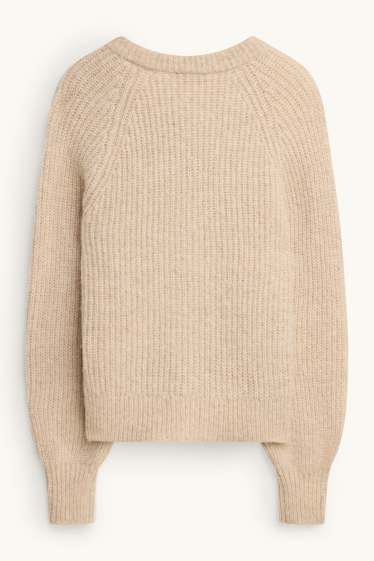 Dames - Vest - geribd - beige