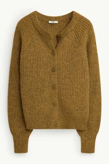 Dames - Vest - geribd - mosterdgeel