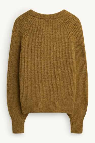 Dames - Vest - geribd - mosterdgeel