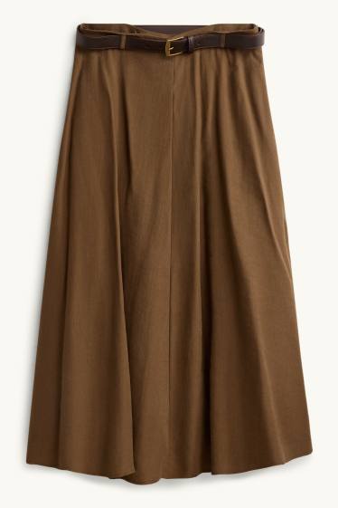 Femmes - Jupe avec ceinture - kaki