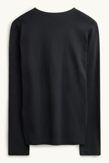 Herren - Henley-Shirt - Regular Fit - schwarz