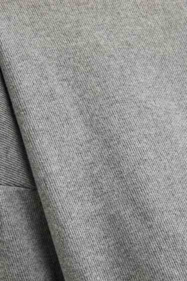 Dámské - Tričko s dlouhým rukávem - relaxed fit - žebrované - šedá-žíhaná