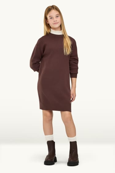 Nena - Vestit de punt de mitja - marró fosc