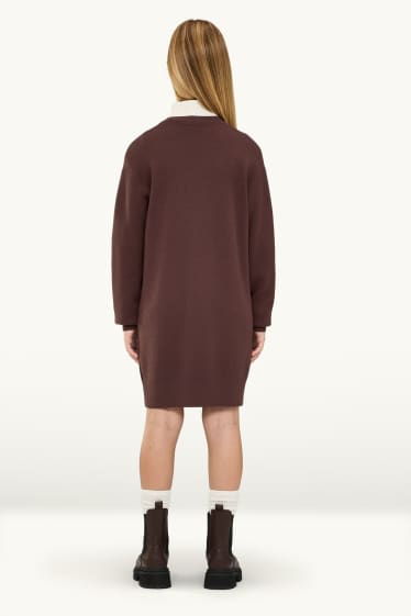 Nena - Vestit de punt de mitja - marró fosc