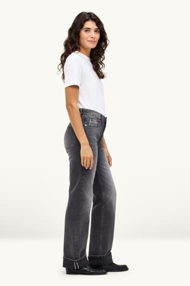 Dames - Straight jeans - high waist - Selvedge - jeansdonkergrijs