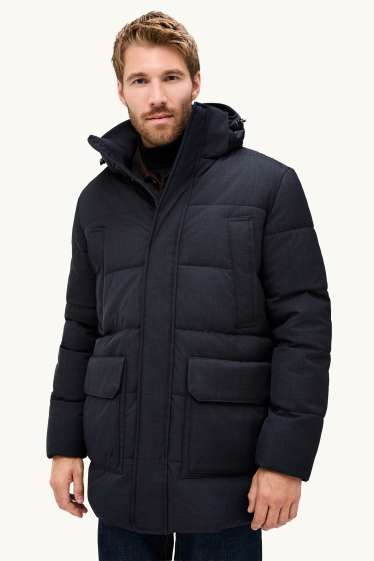 Uomo - Cappotto trapuntato - imbottito - idrorepellente - grigio scuro