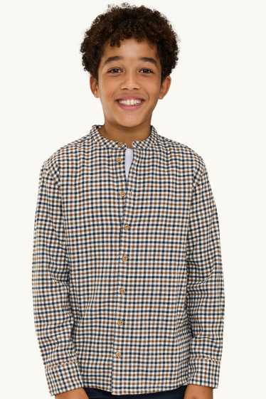 Bambini - Camicia - a quadretti - marrone / blu scuro