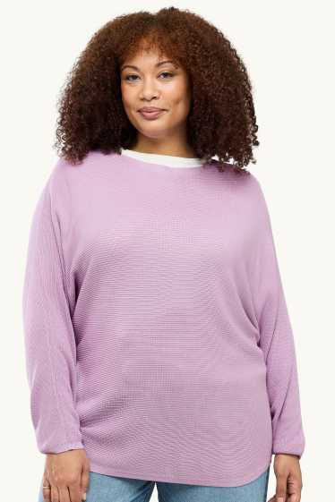 Damen - Pullover - gerippt - flieder