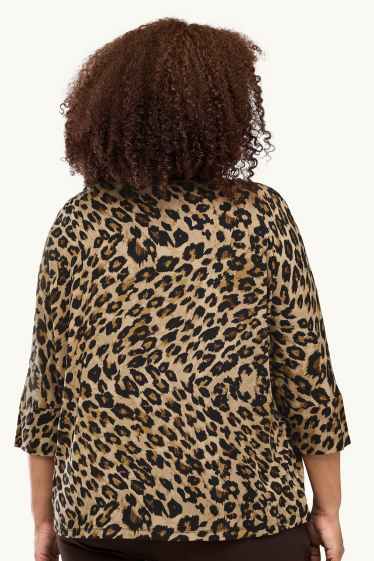 Femei - Tricou cu mânecă lungă - relaxed fit - imprimeu de leopard - bej / maro