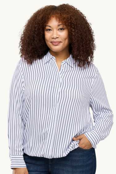 Donna - Blusa - a righe - bianco / blu